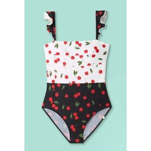 Summersalt Red and White One Piece Swimsuit Cherry Print